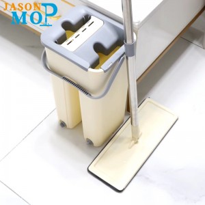 JASON NEW Superfine fiber stainless steel rod self-extrusion flat mop with magic small size bucket